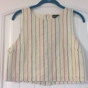 White top with multicolor stripes